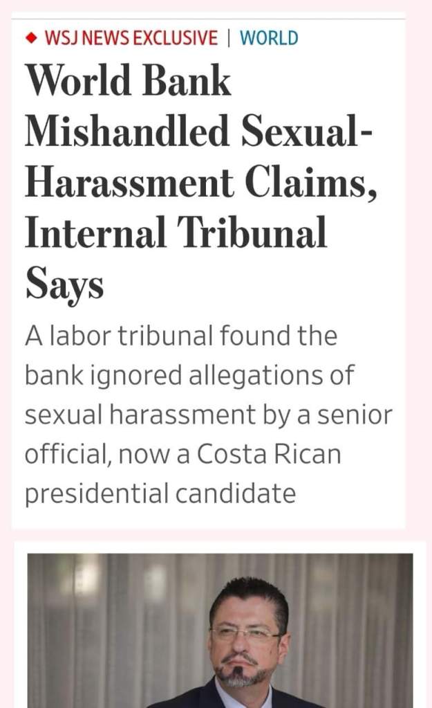 El Banco Mundial manejó incorrectamente las denuncias de acoso sexual en contra de Rodrigo&nbsp;Chavez